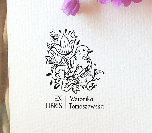 stemple Stempel Ex libris PTASZEK W KWIATACH