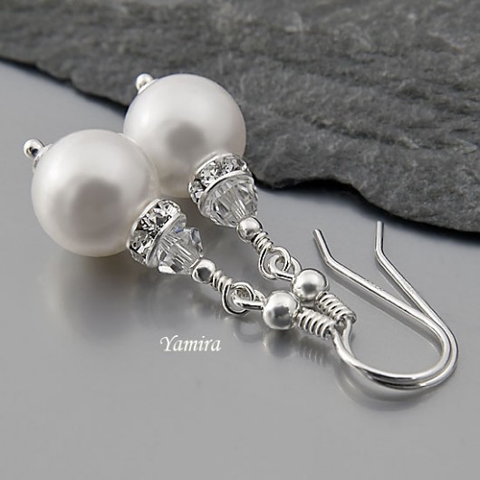 kryształ Swarovski Crystal White pearl - kolczyki yamira