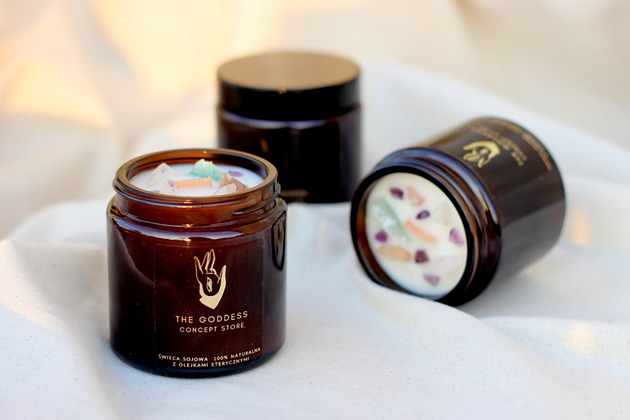 świeczniki i świece DOBROSTAN świeca sojowa 120ml z KRYSZTAŁAMI