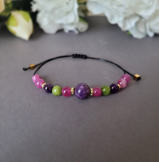 bransoletki z kamieni naturalnych POZYTYWNA Energia- bransoletka z Ametystem i turmalinem