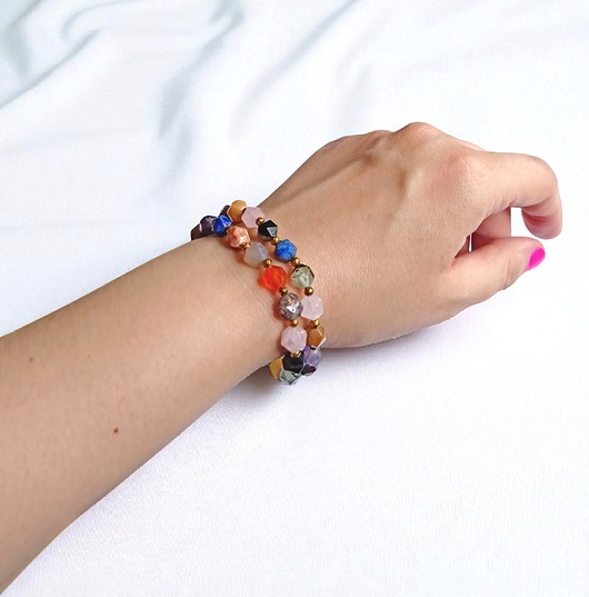 bransoletki z kamieni naturalnych RAZEM TANIEJ! 2 bransoletki: mix kamieni: szlif gwiazdkowy 8mm