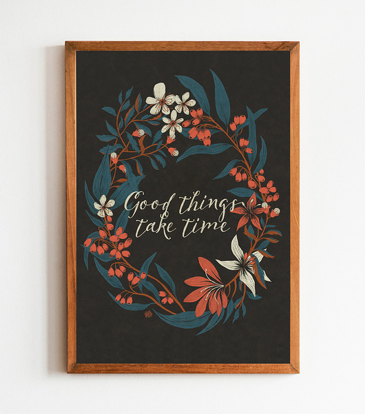 grafiki i ilustracje Good things, plakat botaniczny, kwiaty, boho