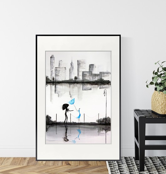 grafika 50 x 70 cm wykonana ręcznie, abstrakcja Krystyna Siwek Art