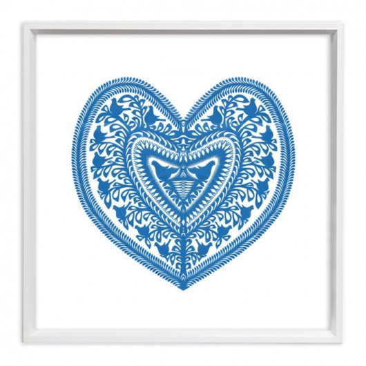 SERCE Pełne Błękitu (handmade Art Papercut)_1 na ludowo