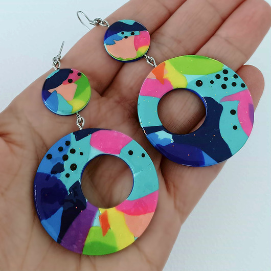 kolczyki z masy plastycznej Kolorowe Abstrakcyjne Kolczyki