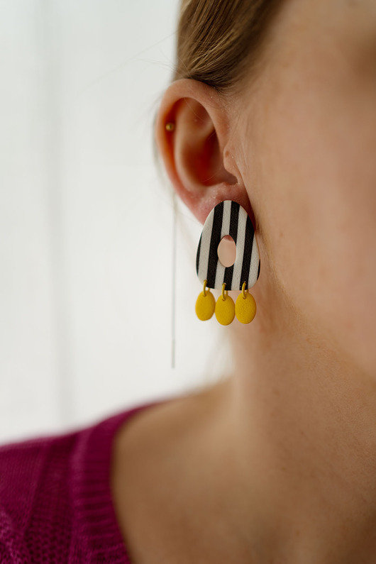 kolczyki z masy plastycznej Wiszące kolczyki w skandynawskim stylu