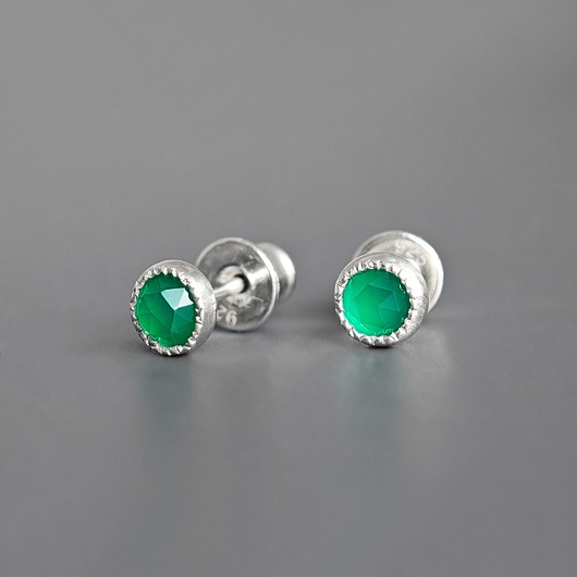 kolczyki srebrne Kolczyki z zielonym agatem, srebro