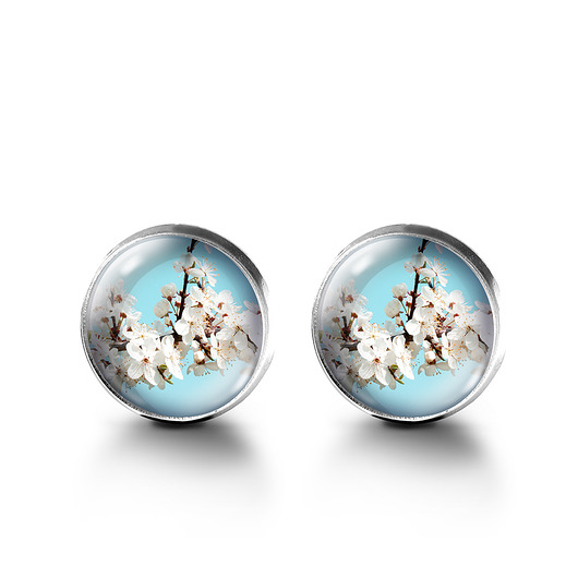 kolczyki szklane Kolczyki sztyfty - Kwitnące kwiaty