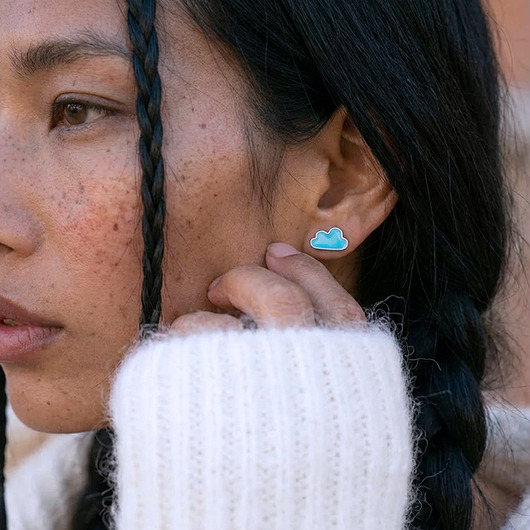 kolczyki szklane Little Clouds - błękitne chmurki