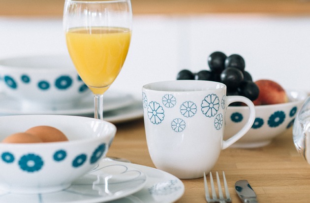 kubki i filiżanki Porcelanowy Kubek - Kolekcja Makatka Turkus