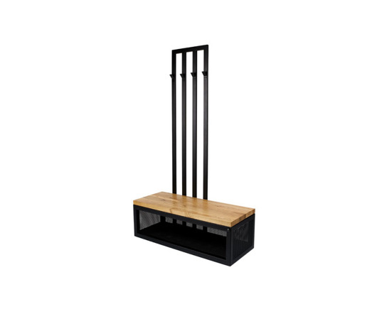 ławki Ławka Metalowa Z Wieszakiem Loft Siedzisko Drewno Lite Dąb LM-72