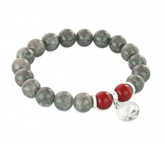 Gray jade with kryształ Swarovski pendant. Lavoga