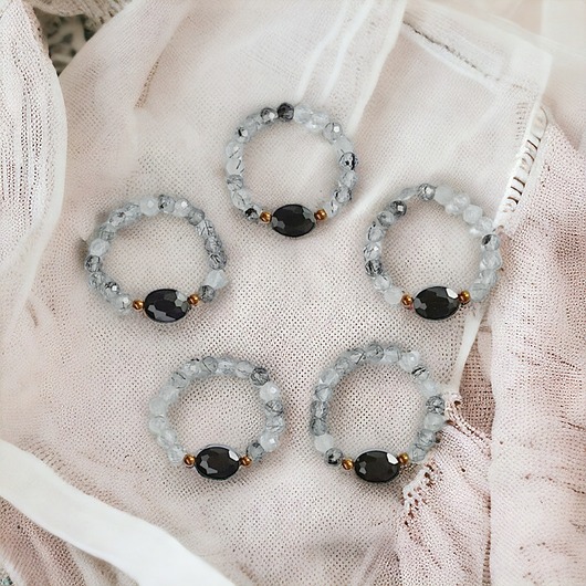 pierścionki elastyczne Pierścionek elastyczny: turmalin, kwarc z turmalinem