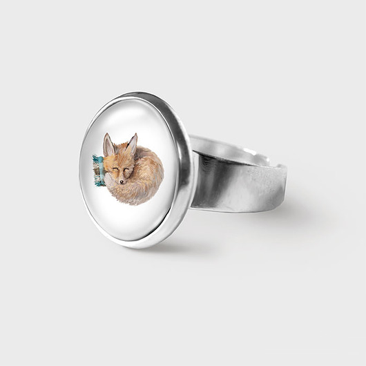 pierścionek z żywicy Pierścionek - Lisek