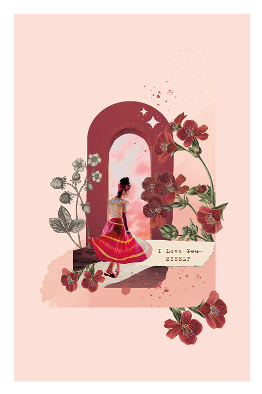 plakaty Kolaż/plakat z afirmacją POZIOMKA