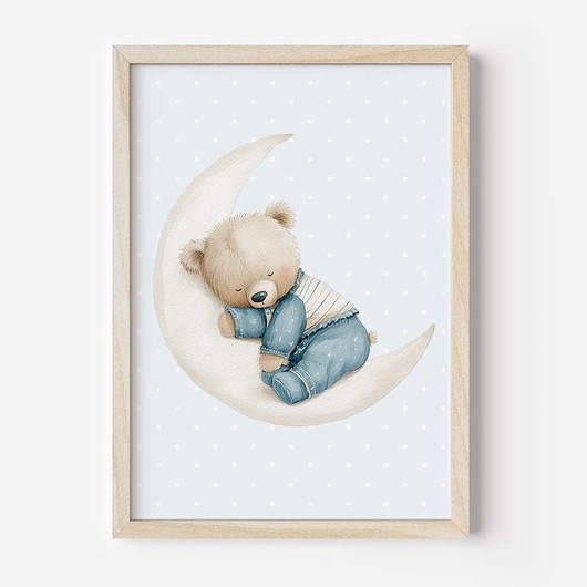obrazy i plakaty do pokoju dziecięcego Plakat Na Ścianę Dla chłopca Niebieskie misie nr. 16