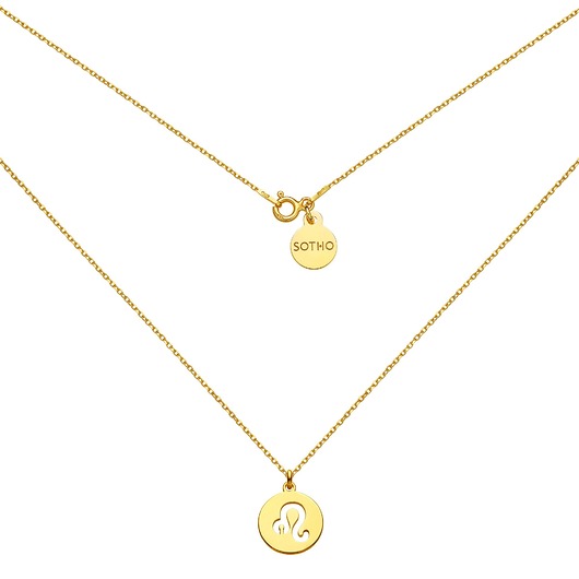 srebrne naszyjniki Złoty naszyjnik z zodiakiem Lwa