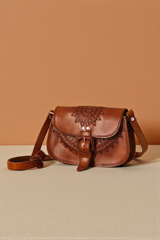 torby na ramię Torebka skórzana ręcznie robiona góralska ze skóry Sol wzory