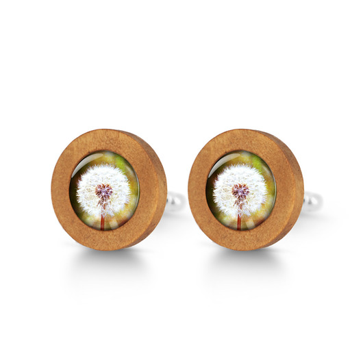 spinki do mankietów Dmuchawiec - drewniane spinki do mankietów