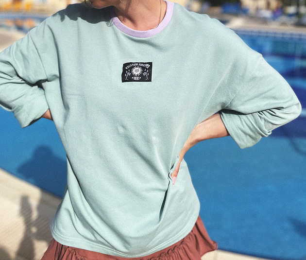 bluzki z długim rękawem damskie Longsleeve Vacation Forever Mint