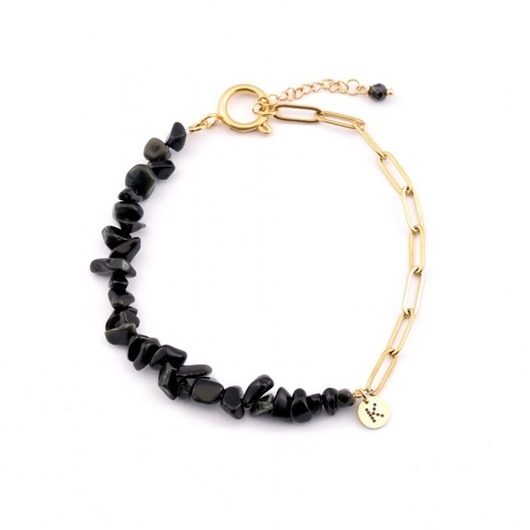 bransoletki z kamieni naturalnych Bransoletka na nogę - Agat czarny