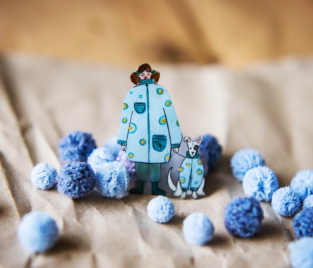 broszki Broszka Halina z psem Dymkiem