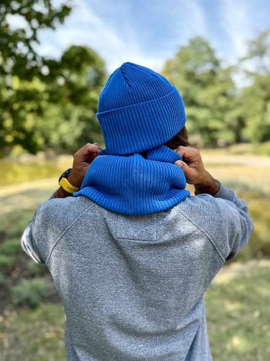 czapki damskie Męska czapka beanie z bawełny logo kolorowe Niebieski Kobalt