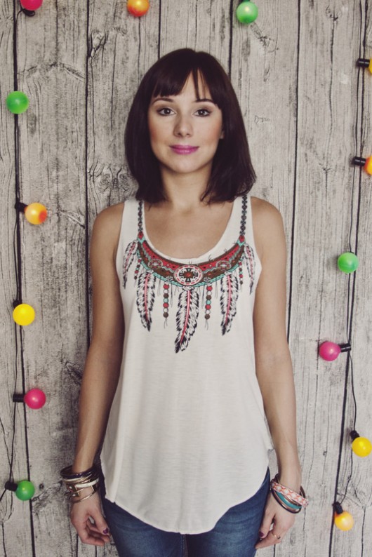 t-shirt damskie koszulka BOHO piórka