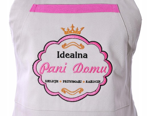 fartuchy kuchenne Fartuch Kuchenny bawełniany beżowy haftowany Idealna Pani domu EXTRA PREZENT