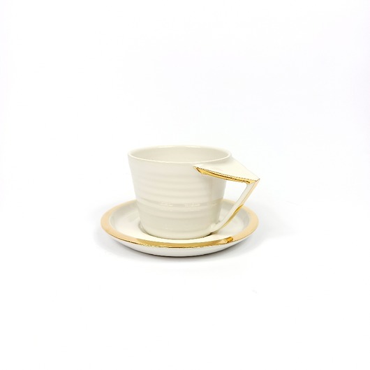 Filiżanka RUBATO do cappuccino,biała,malowana złotem,250 ml MANOceramics