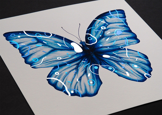 grafiki i ilustracje Motyl geometryczny - niebieski