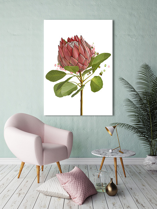 OBRAZ NA PŁÓTNIE - RÓZOWY KWIAT-50x70 NOWdeco