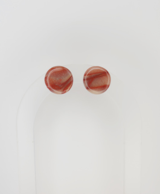 kolczyki z masy plastycznej Kolczyki Gemstone - czerwone koła