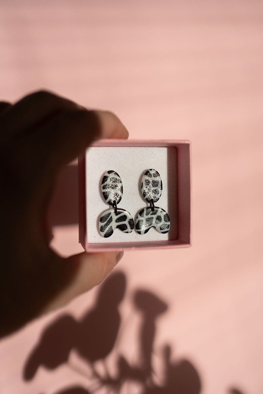 kolczyki z masy plastycznej Wiszące kolczyki sztyfty MINI