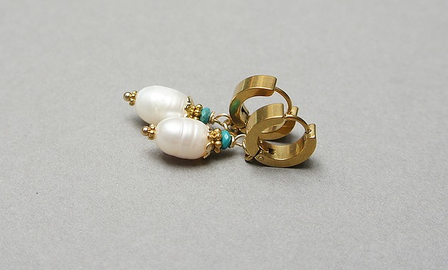 kolczyki pozłacane Kolczyki pozłacane Pearls [white] perły vol. 23 