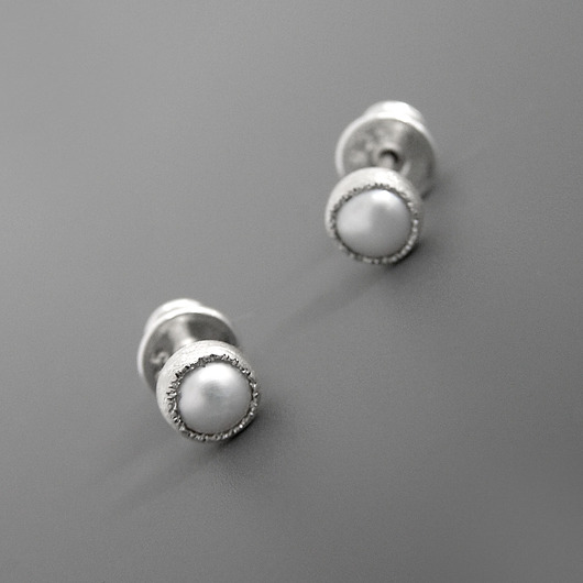 kolczyki srebrne Kolczyki z białą perłą, srebro