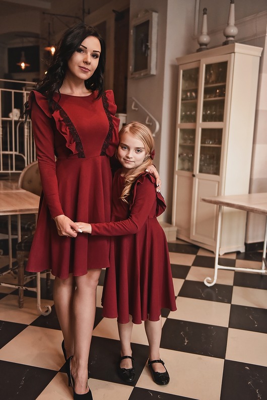 komplety damskie Komplet Sukienek "Mama i Córka" LD46/1