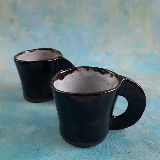 filiżanki Dwie ręcznie robione eramiczne filizanki do espresso