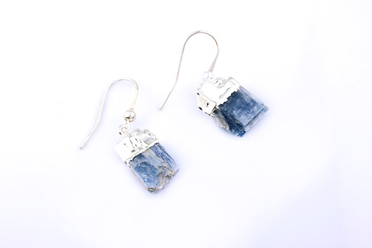 Earrings Raw Kyanit Niebieski srebro  Brazi Druse Jewelry