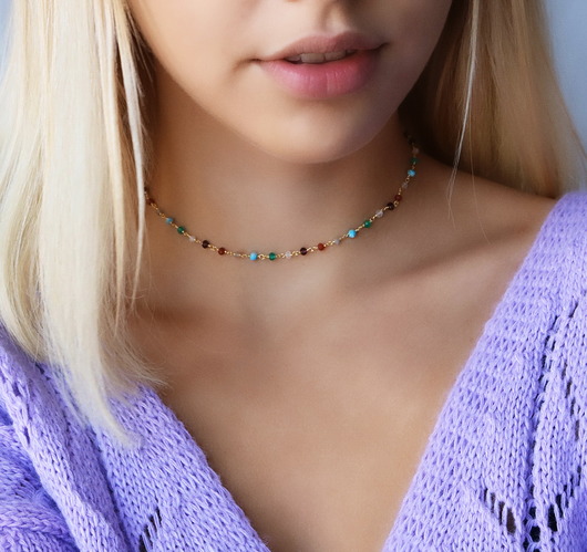 chokery Choker / naszyjnik różaniec z mixem kamieni