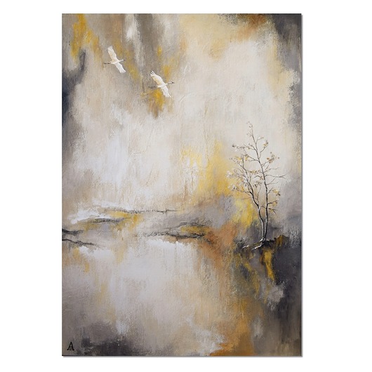 obrazy Żurawie abstrakcyjny pejzaż obraz ręcznie malowany