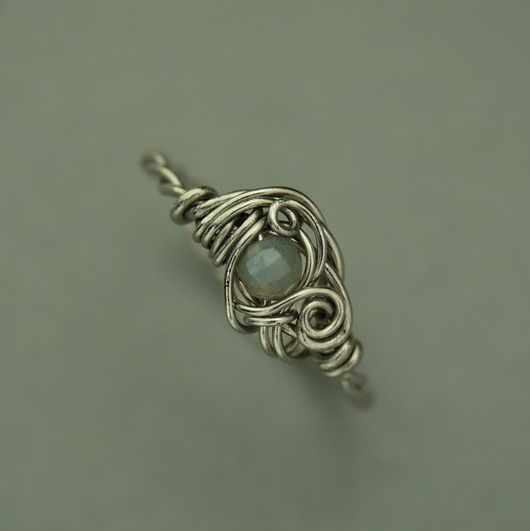 pierścionki - różne Pierścionek regulowany labradoryt wire wrapping