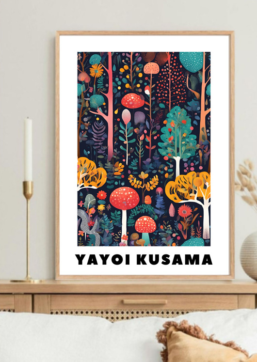 plakaty PLAKAT dekoracyjny , las Yayoi Kusama, wystawowy, kwiaty