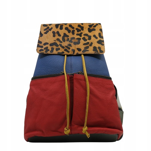 plecaki Plecak damski skórzany pojemny kieszenie regulowane szelki kolorowy OLIVKA