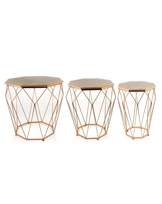 Stolik Druciany 3 Szt. Rose Gold MIA home