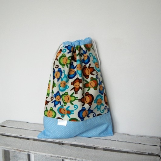 Woreczek przedszkolaka-małpki niebieskie craftKASIA
