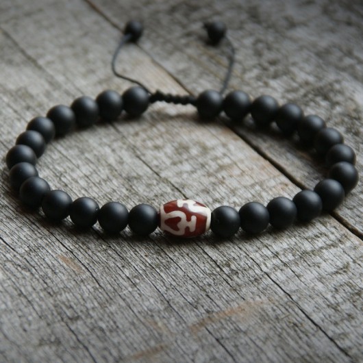 NEW! męska bransoletka : tibetan agate & lava XL kaktusia