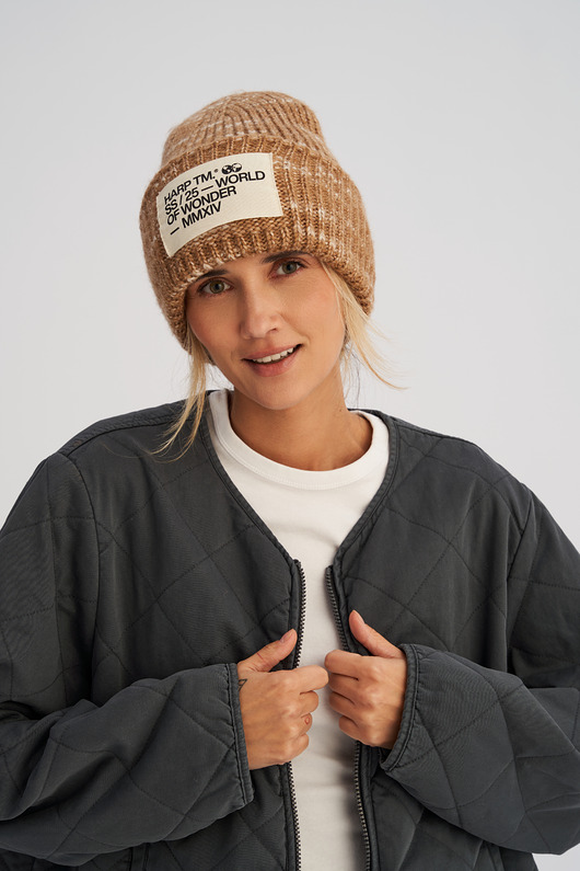 czapki damskie Mięsista czapka zimowa brązowa