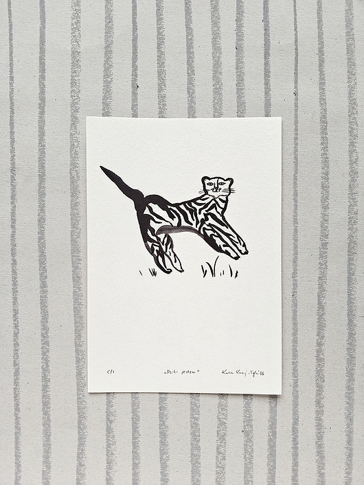 grafiki i ilustracje Mała grafika z tygrysem "Dziki jestem", ilustracja tygrys