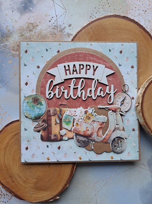 kartki scrapbooking Kartka urodzinowa dla podróżnika/podróżniczki